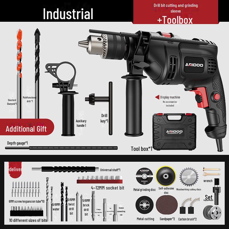 High-Power Dual-Function Electric Drill & Hammer for Household Use