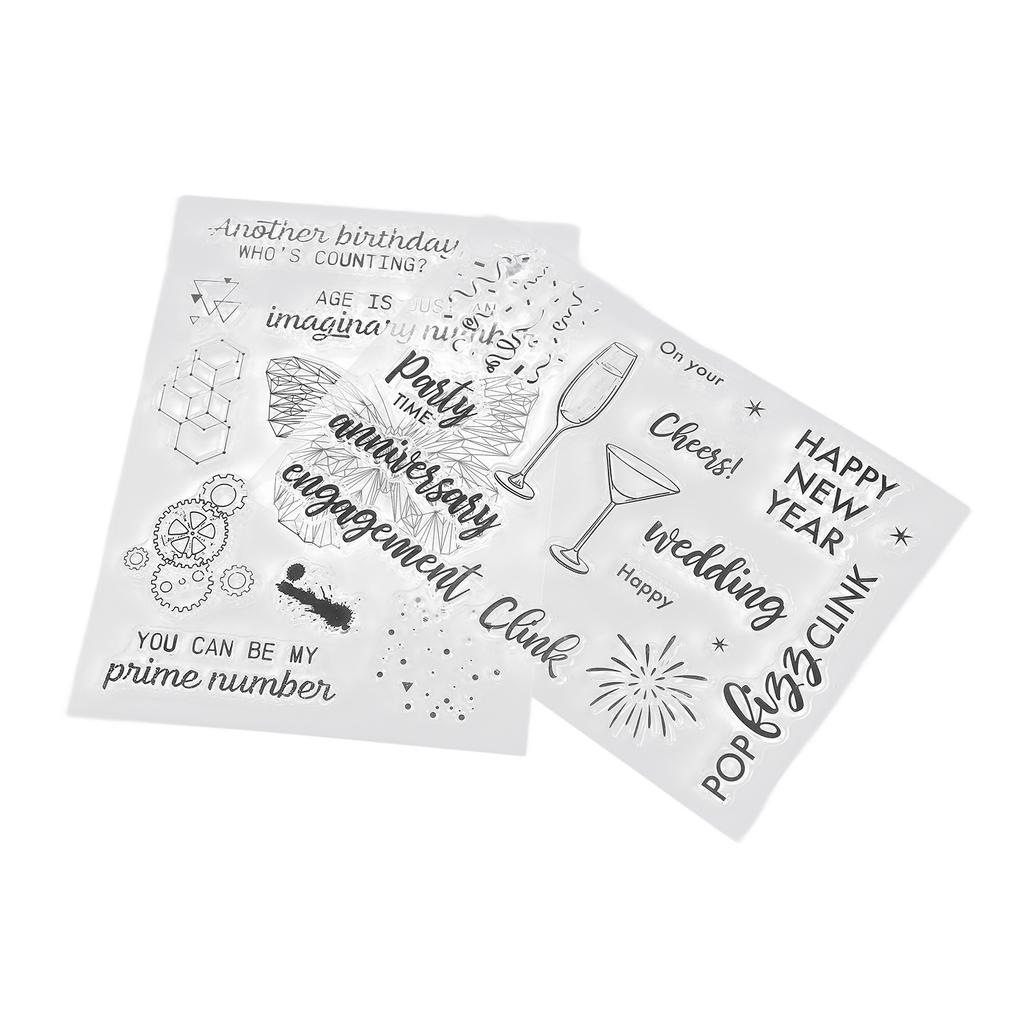2Pcs Clear Stamp Set TPR Clear Imprint Healthy Nonirritating Recyclable Practical Transparent