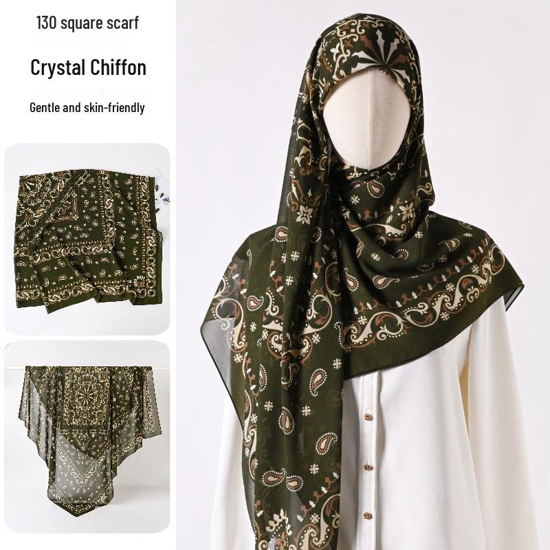 Damenmode 130x130 Seidenähnlicher Gaze Quadratischer Schal Stola - High-End, Leichtgewicht, Langer Schal