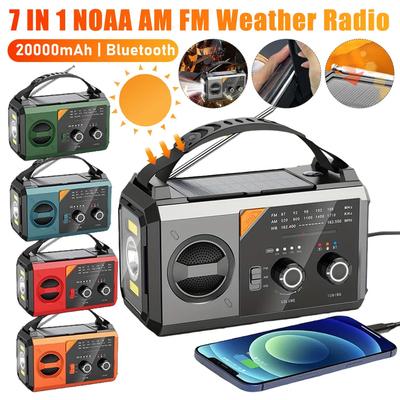 20000mAh Solar Emergency Weather Radio Flashlight & Reading Light AM FM NOAA SOS Alarm Compass Cell Phone Charger for Emergency