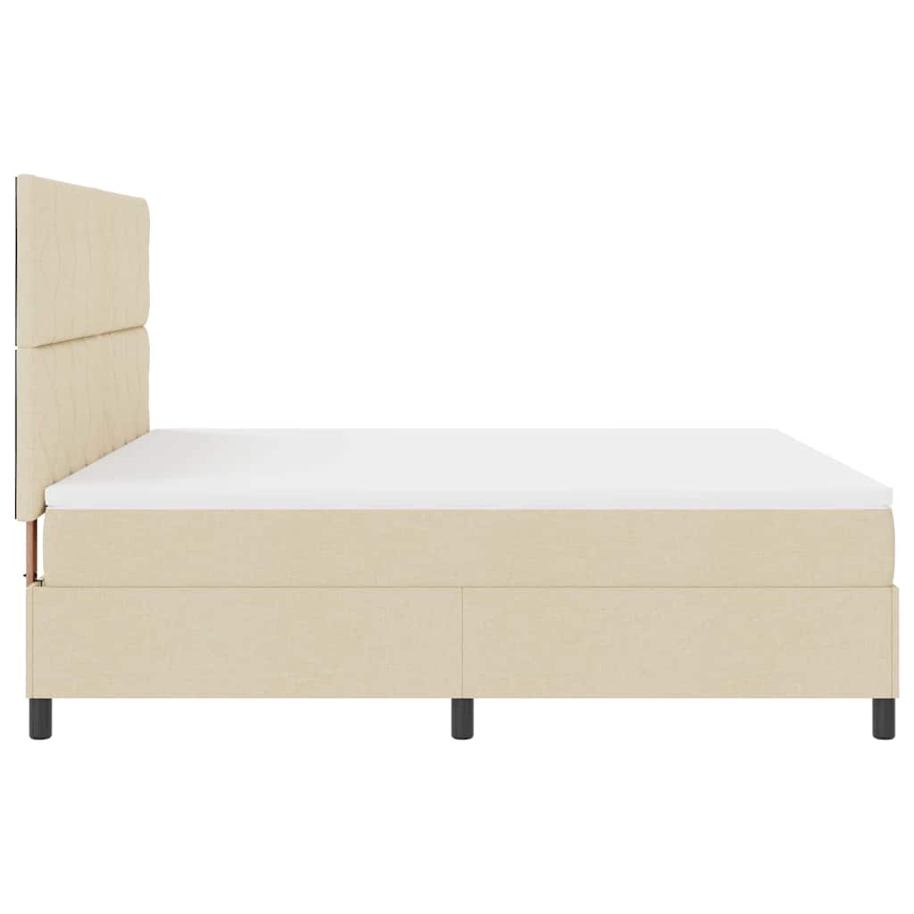 Box Spring Bed with Headboard Cream 180 x 200 cm Fabric