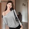 La Chapelle 2025 Women's Relaxed Off-Shoulder Long Sleeve Top