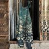 Women's Jumpsuit Floral Print Casual Loose Vintage Shoulder Strap Cotton Linen