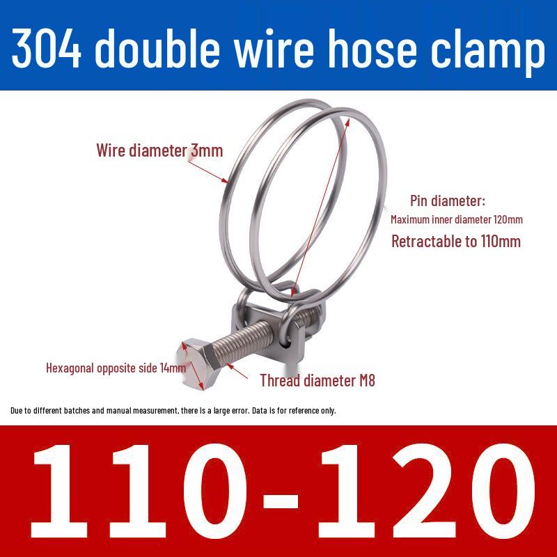 Doppeldraht-Schlauchschelle aus Edelstahl für Feuer-, Wasser-, Gasleitungen - Verdickt