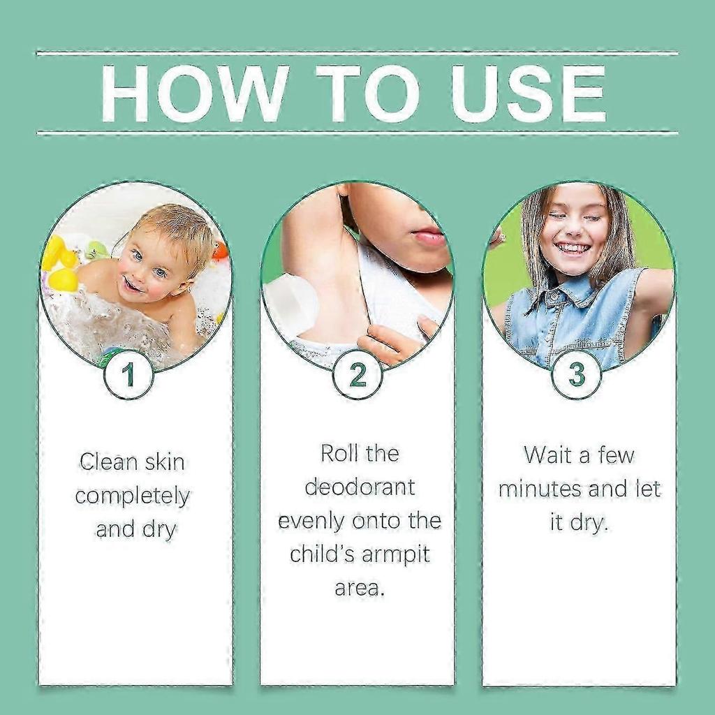 1-3X Natural Deodorant For Kids & Teens, Kids Whole Body Deodorant Odor Protection 50ml