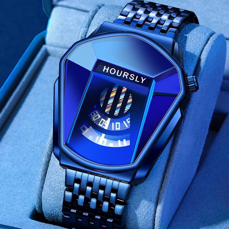 Men's TikTok HOURSLY Alloy Motorcycle Quartz Waterproof Wristwatch