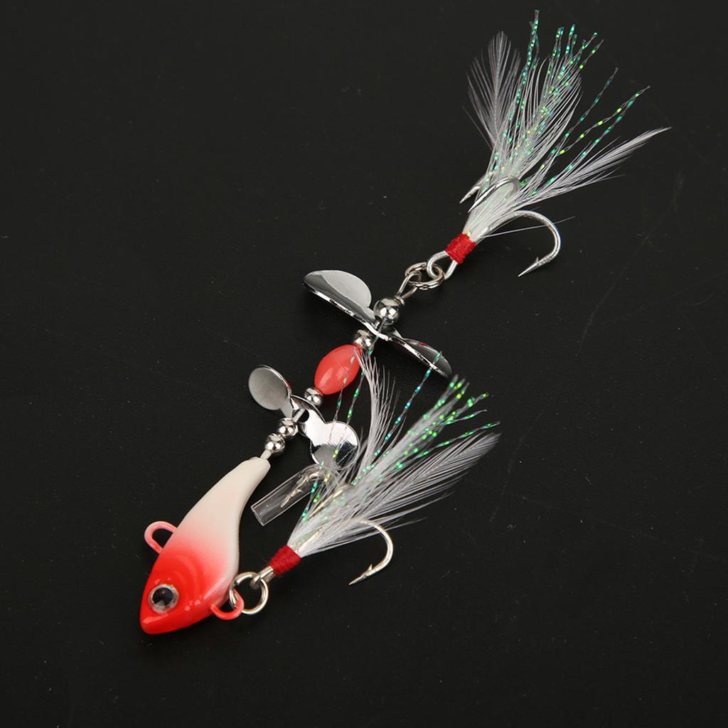 Sequin Luminous Simulation Artificial Fishing Lure Bait with Feather Rotation VIB Fish Shape