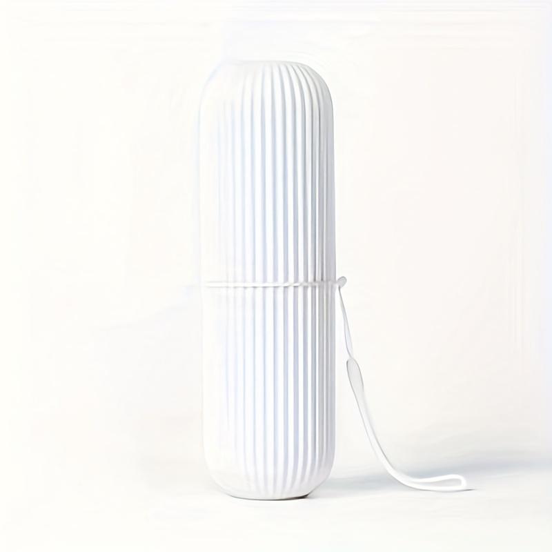 1pc Portable Toothbrush Organizer - Dustproof, Multi-Compartment Storage for Travel & Home, Ideal for Toothbrushes, Ribbed Design, White
