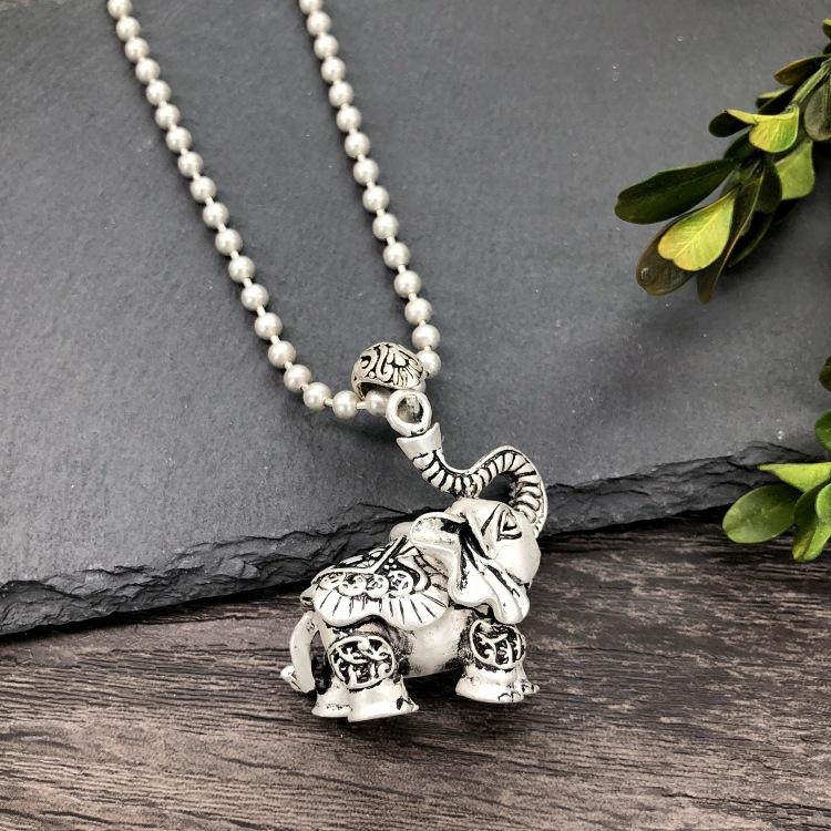 Vintage Thai silver long necklace flower pendant simple long sweater chain accessories women
