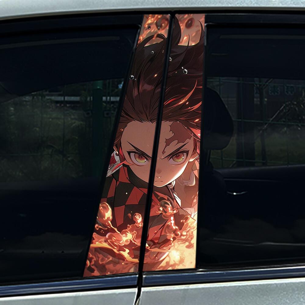 1/2PCS Anime Demon Boy Car Center Pillar Sticker B-Pillar Protective Film Decoration Decals