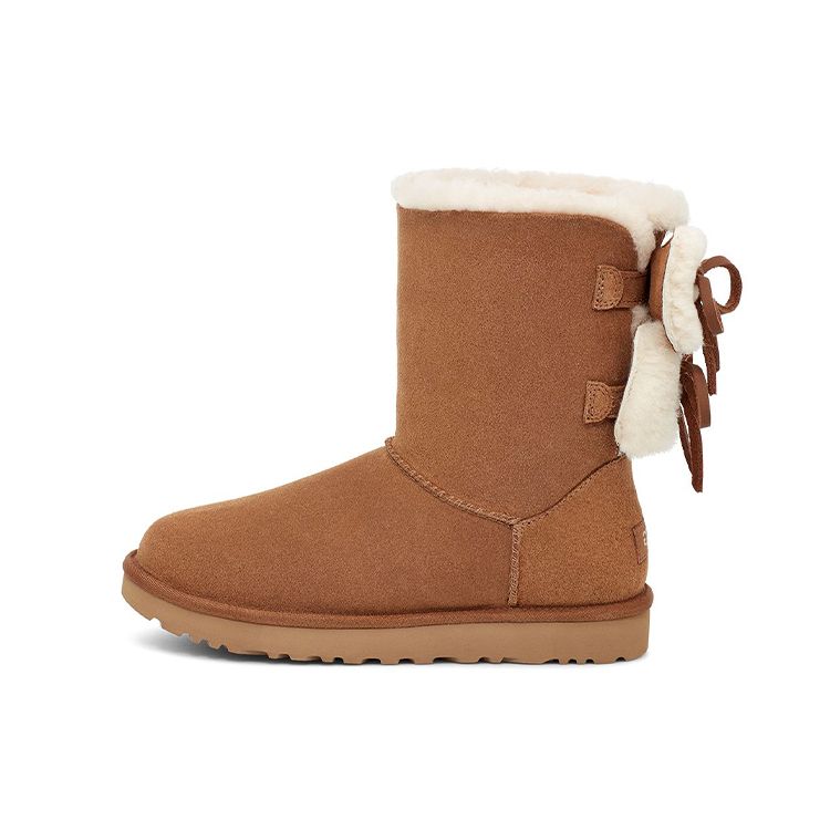 UGG Classic Double Bow Short Warm Durable Double Bow Fleece Snow Boots Women Boots Chestnut 1127131-CHE