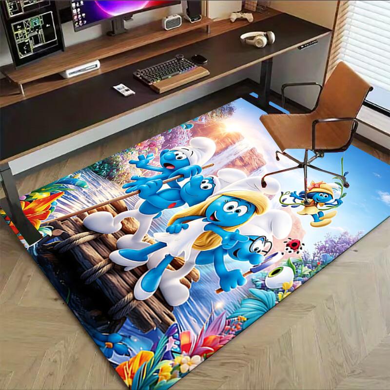 Smurfs' Adventure Carpet For Playroom Bedroom Living Room Sofa Home Decorkids Game Area Rug Nonslip Floor Mat