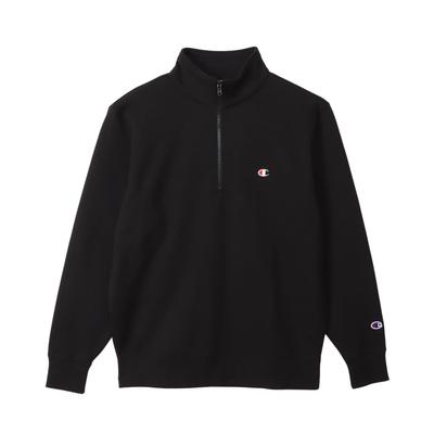 Sweatshirt Long Sleeve One Point Logo Embroidery HALF ZIP SWEATSHIRT Black C3-B020 Men's