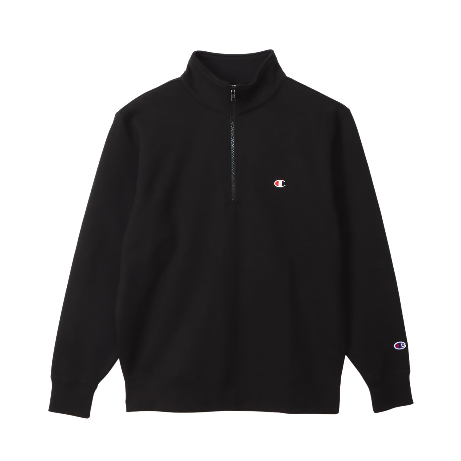 

Sweatshirt Long Sleeve One Point Logo Embroidery HALF ZIP SWEATSHIRT Black [Champion] C3-B020 Men s чорний