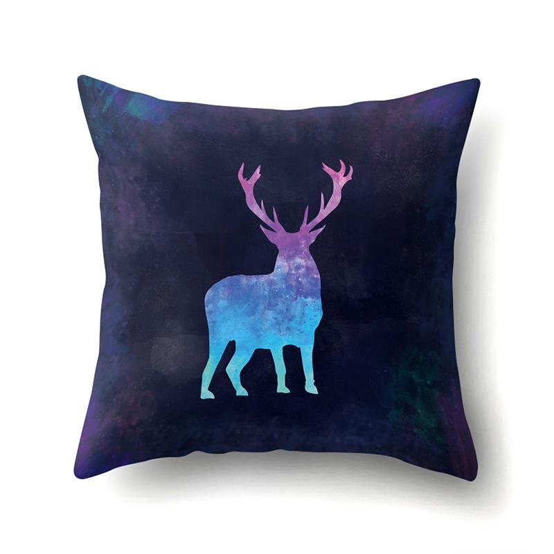 Polyester Pillowcase Automobile Decoration Home Printed Deer Pillowcase Waist Cushion Cover Car Cushion Head Cushion Cover