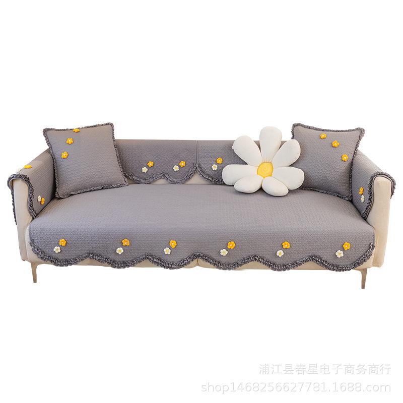Korean Pastoral Pure Cotton Sofa Cushion, Universal In All Seasons, Non-Slip And Breathable Living Room Sofa Cover, Cover Cloth, And Retail