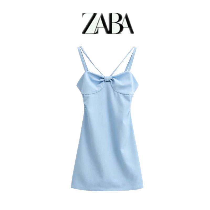 Women's Slim Fit Denim Sling Dress Bow
