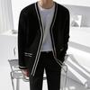 Men's Knitted V-Neck Cardigan Sweater - Spring/Autumn Korean Casual Loose-Fit Top