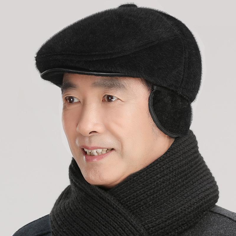 Hat Men's Winter Man Warm Ear Protector Thickened Forward Hat Grandpa Windproof Cap