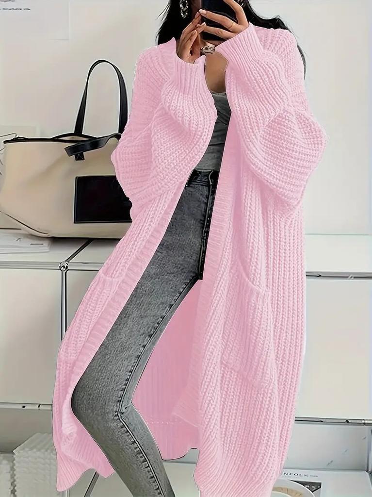 Temperament long over-the-knee sweater cardigan women's autumn and winter new lazy wind loose thickened knitted jacket women's tide