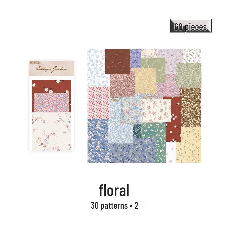 Garden Series Retro Korean Journal Background Paper, 60 Sheets, 6 Designs