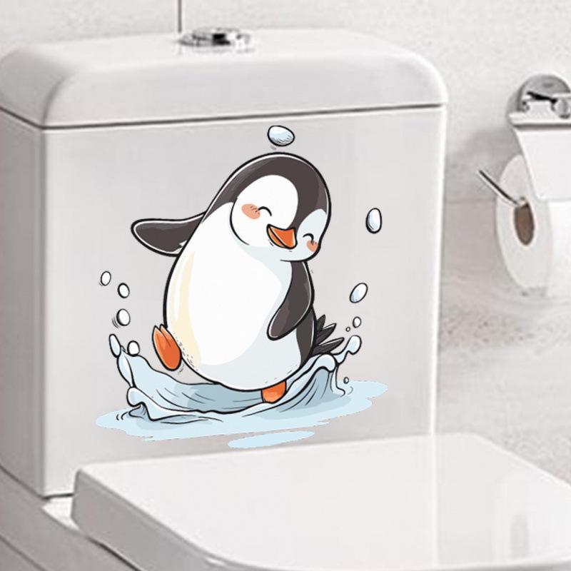 Creative Self-Adhesive Cute Penguin Toilet Sticker for Bathroom Decoration