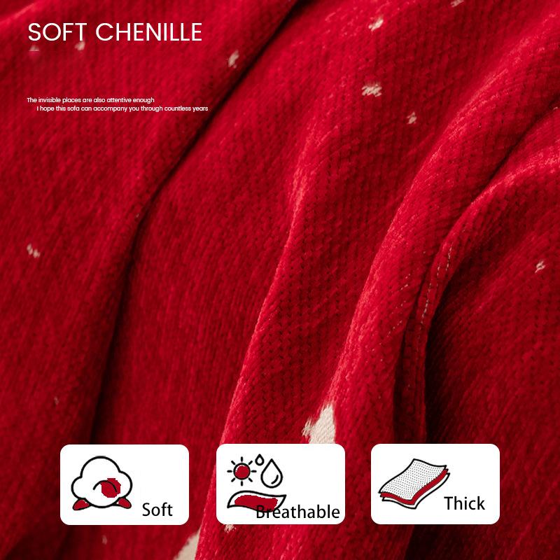 Christmas Atmosphere Sofa Cover Cloth Chenille American Retro Red Sandscarf Anti-Slip Sofa Cushion Cover Multifunctional Blanket