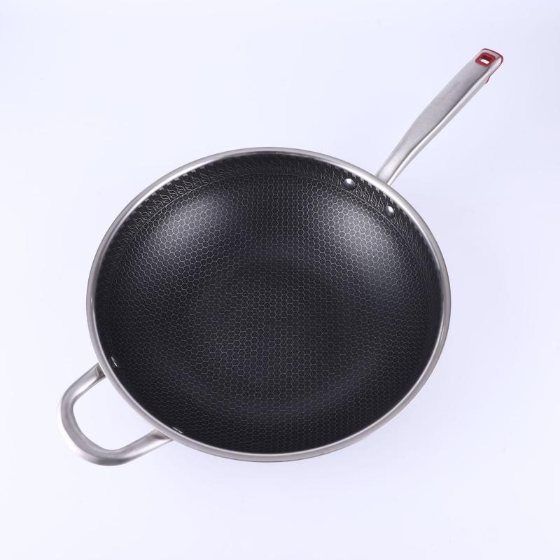 ZISIZ 316 Honeycomb Stainless Steel Non-Stick Wok
