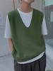 Vintage V-neck knit vest for women, new cross-border loose simple, solid sleeveless knit vest casual outerwear