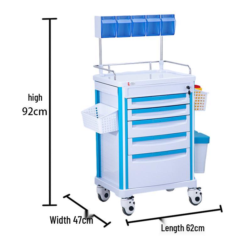 ABS Multifunctional Anesthesia and Infusion Emergency Cart with Five Drawers