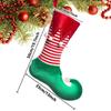 Large Christmas Elf Stocking Ornament with Red & Green Velvet Pom-Poms