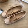 Scarpe Mary Jane Basse da Ballerina Quadrato Retro in Camoscio Donna Moda Stile Francese Fibbia con Cinturino a Fiocco Scarpa Ballerina Comfort Suola Morbida