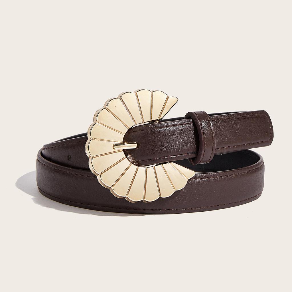 

Fashion Pu Leather Belt With Zinc Alloy Pin Buckle For Casual Women коричневий
