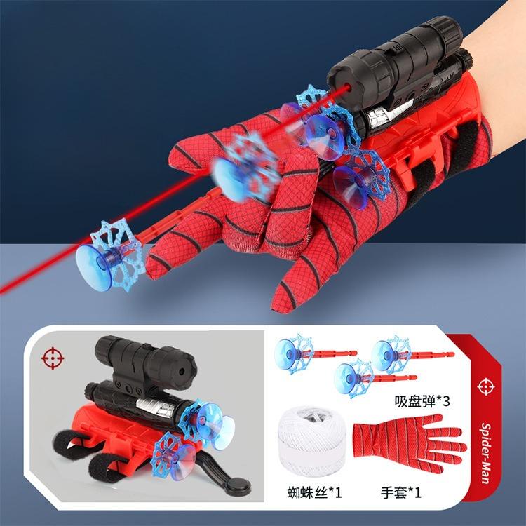 Spider Web Shooter Toy Gun with Gloves for Kids Superhero Role Play Toy with Suction Cups and Ropes for Boys Age 7-14