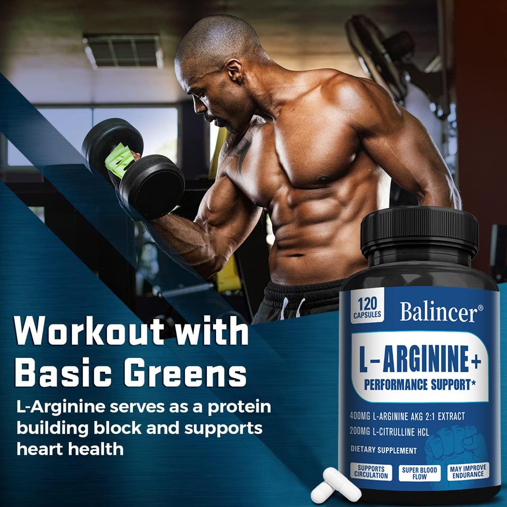 L-Arginin Plus L-Citrullin Kapseln, Leistungsunterstützung & Kreislauf-Supplement, 120 Stück
