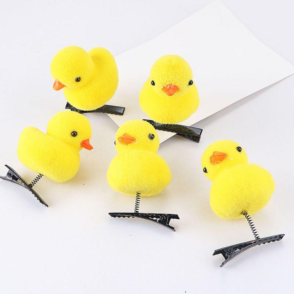 10pcs Little Yellow Duck Spring Hair Clip Cartoon Headwear Hair Styling Tool Hairpin  Hair Accessory