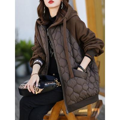 Winter Women's Coats Down Cotton Jacket Lightweight Warmth Tops Long Sleeve Hoodie Loose Korean Fashion