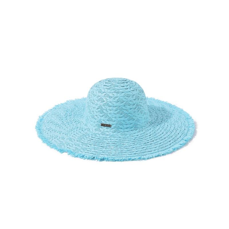 New solid color woven straw hat big brim rough edge beach hat vacation sun hat sun protection sun hat