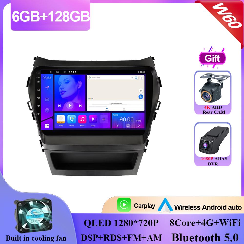 Carplay Android 14 Dla Hyundai Santa Fe 3 2013 - 2016 Radio Samochodowe Stereo Odtwarzacz Multimedialny Nawigacja GPS NIE 2din DVD 5G Wifi BT