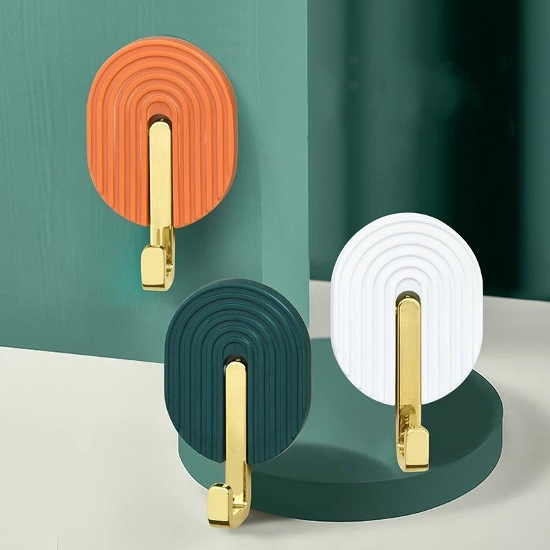 4PCS Wall Plastic Self-Adhesive Hook Multifunctional Bathroom Towel Rack Kitchen Strong Nano Glue Hook Door Rear Bag Hat Hanger