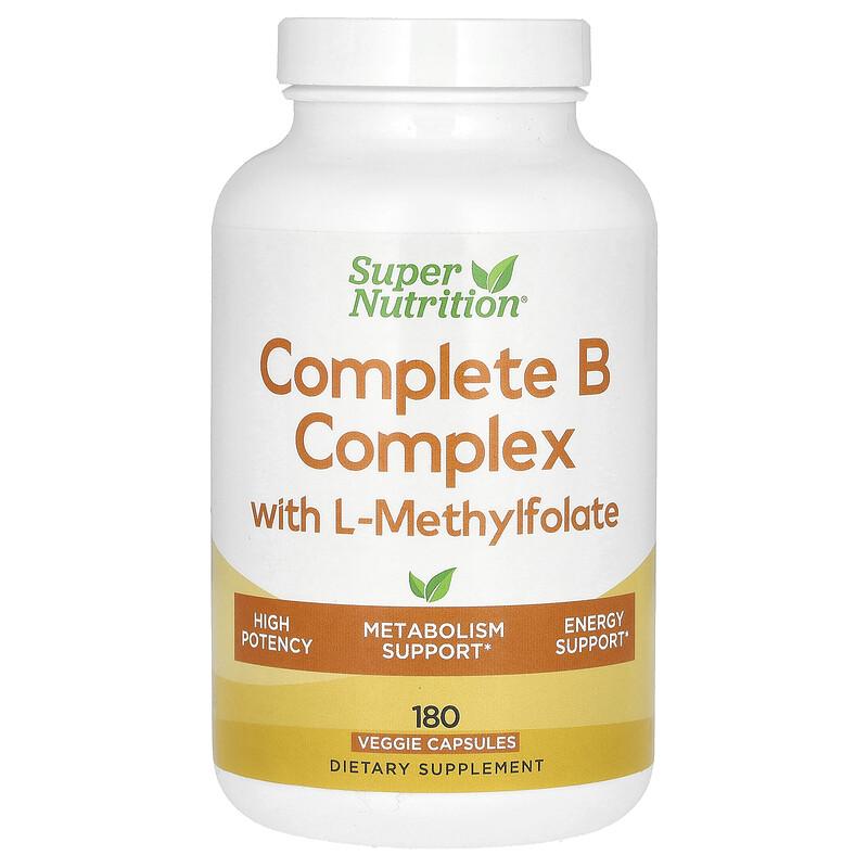 Complete B Complex with L-Methylfolate and Methylcobalamin B12, 180 Veggie Capsules
