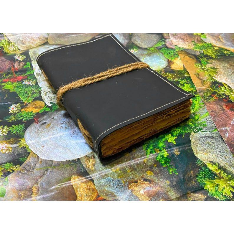 Leather Journal, Vintage Look Bound Journal - Handmade Antique Deckle Edge Paper, Grimoire Journal, Personal Journal For Sketching,