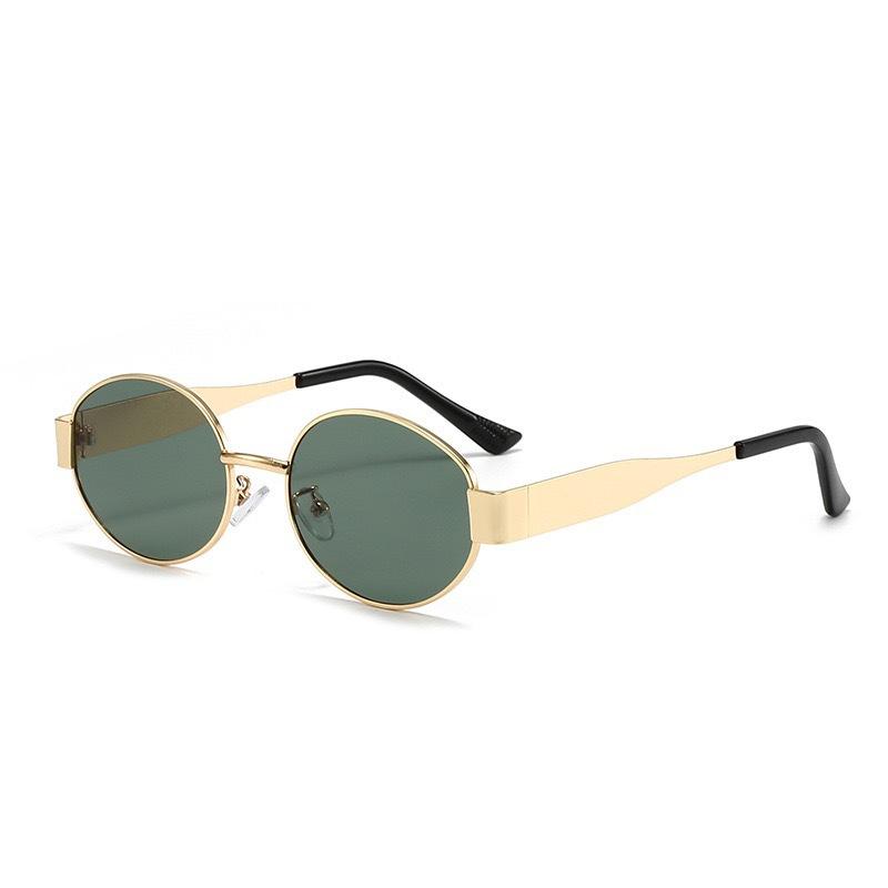 Summer New Oval Metal Frame Sun Protection Sunglasses Retro Small Frame Eyeglasses Travel Wear Simple UV Resistant Glasses
