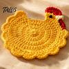 Creative Cartoon Mug Rugs Handmade Crochet Hen Coasters for Drinks, Cute Yarn Cup Mats, Heat Non Slip Drink Resistant Absorbent Table Pads Coffee Tea