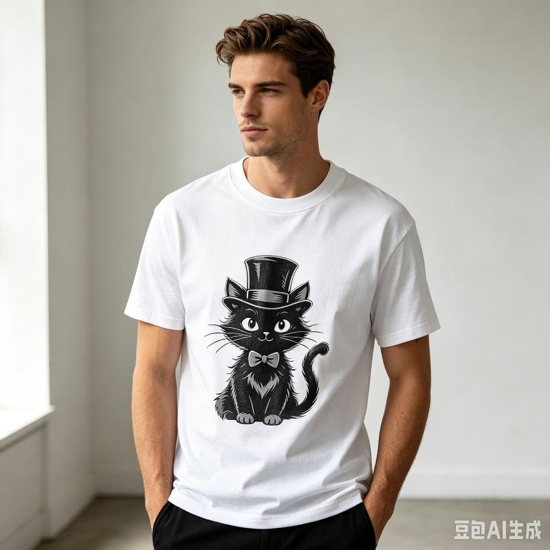 Funny Black Kitten Sunglasses Bowtie Print TShirt Casual Short Sleeve Top Fashion Animal Cat Graphic Tee Unisex