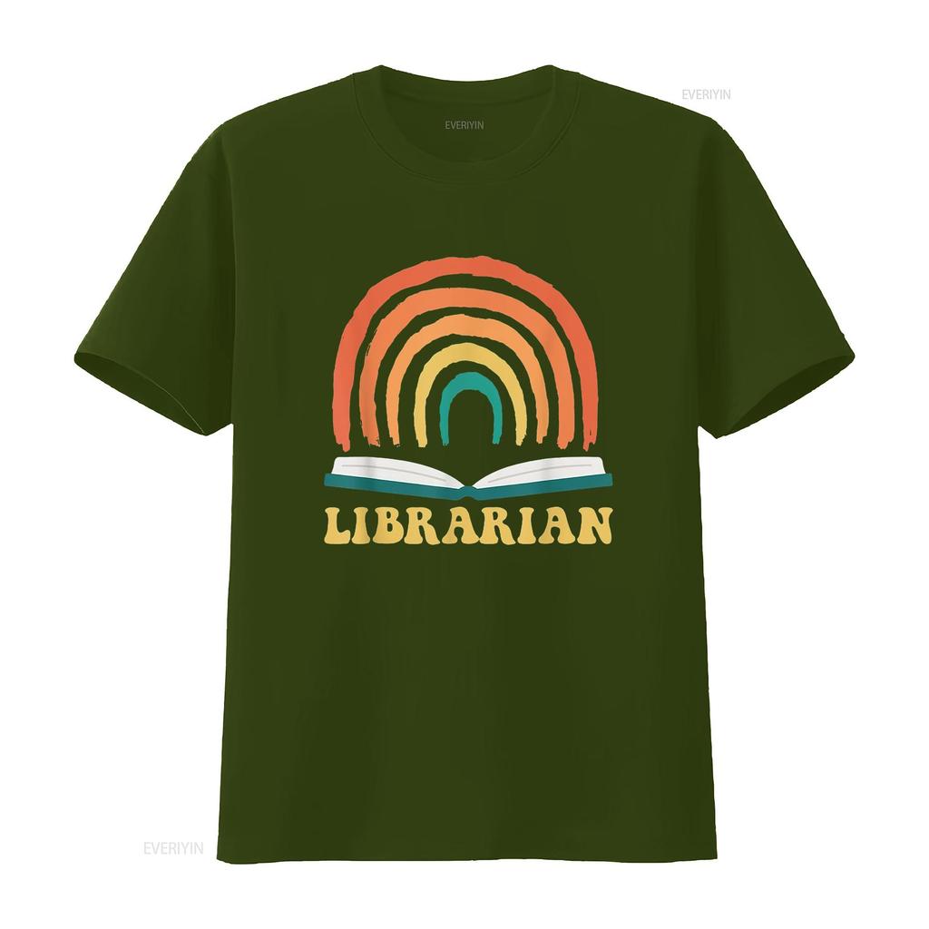 Librarian Vintage Reading Books Retro Rainbow Trendy Women s T Shirt  Summer Top with Unique Print vintage Washed Stretched