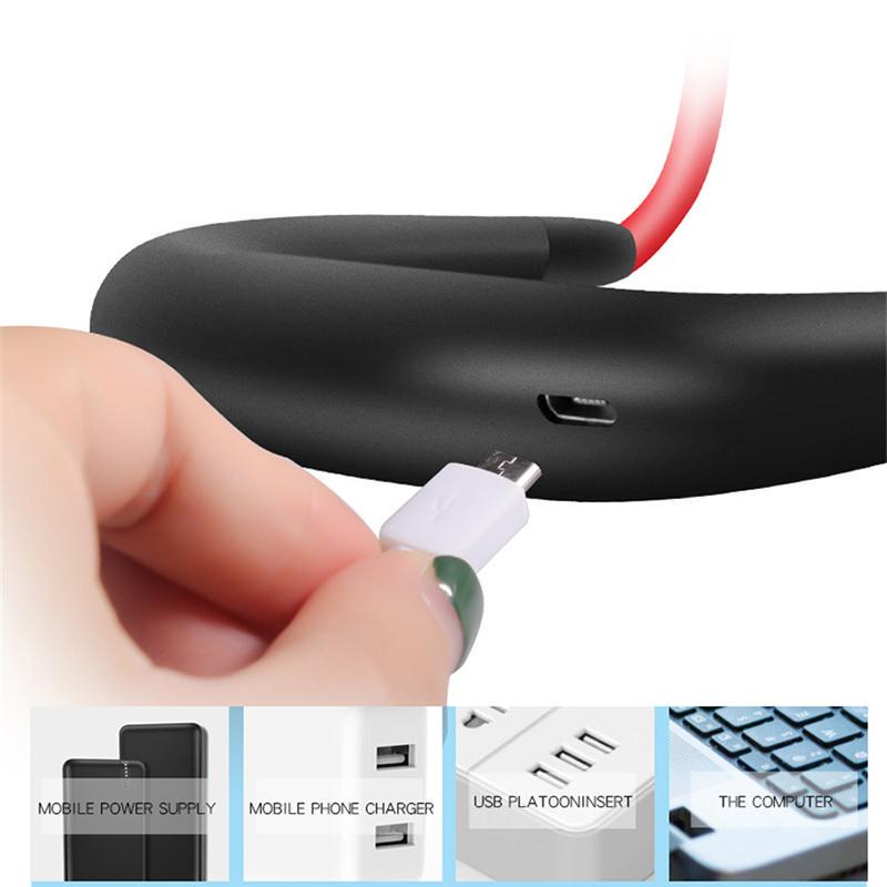 Portable Double Wind Neck Fan USB Rechargeable Small Office Fan Outdoor Sports Neck Fan