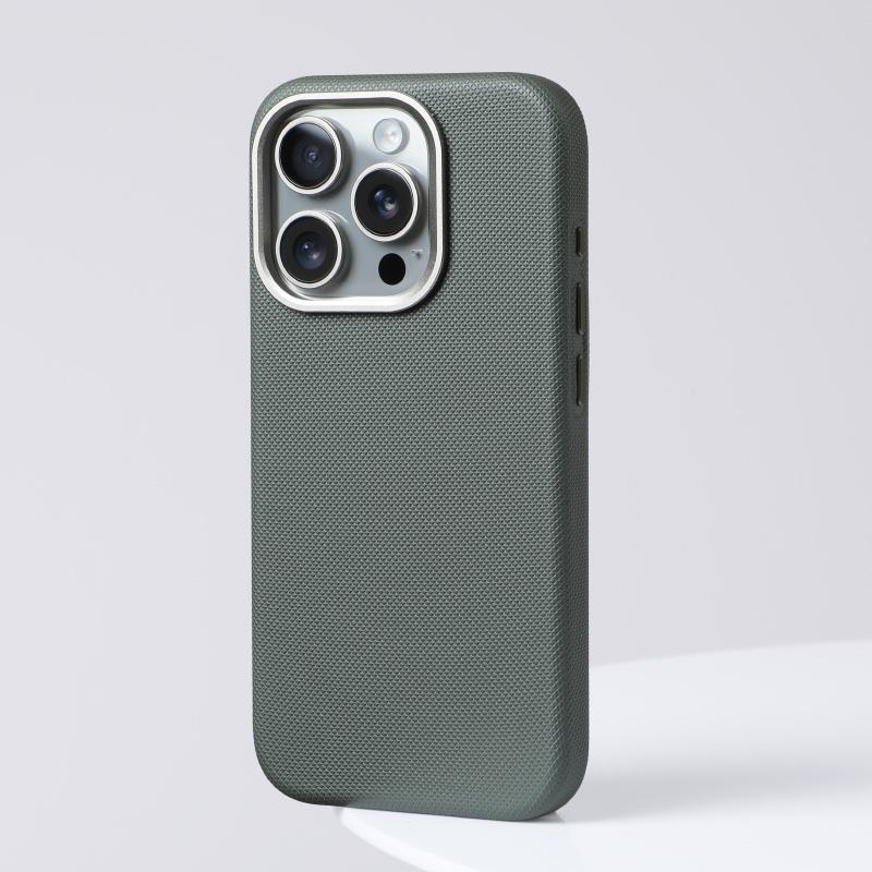 Textura de Diamantes para Capa de Couro com MagSafe para iPhone 16 15 14pro max 15Pro Liga Metálica na Lente Tampa Traseira de Carregamento Sem Fio