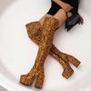 Sexy Dijlaarzen Dames Blok Dikke Hoge Hakken Merk Feest Platform Over de Knie Laarzen Vrouwelijke Straatschoenen Vrouw Botas Femininas