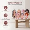 Fashion Curly Hair 14Cm Bean Eye Vinyl Doll Dress Up Dark Skin Mia Potato Dolls Movable 14Cm Action Figurine Body Diy Toys